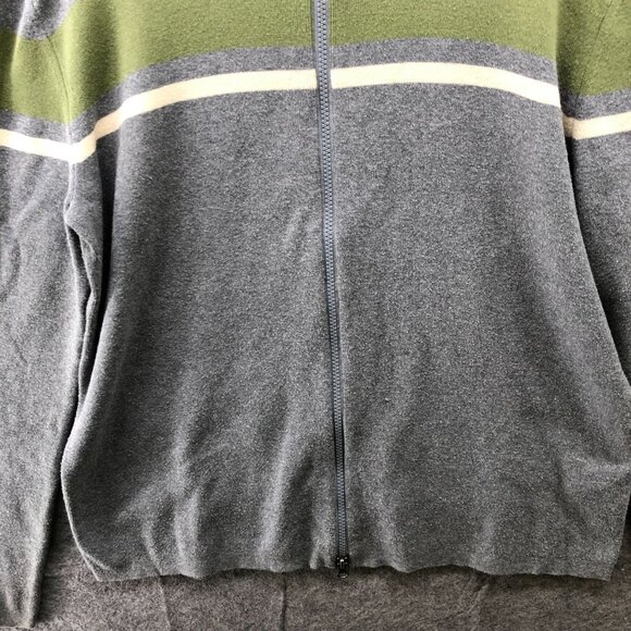 VTG Banana Republic Full Zip Sweater Mens M Gray Green Stripe Knit Cotton - Picture 4 of 8
